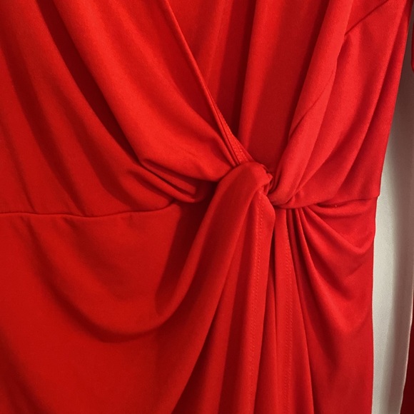 BCBGeneration Red Surplice Knot Dress | size medium - Picture 5 of 13